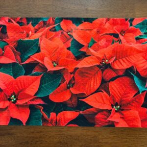 Poinsettia Placemat for Your Holiday Dining Table - Machine Washable Tumble Dry - Upscale Dining Room Decor