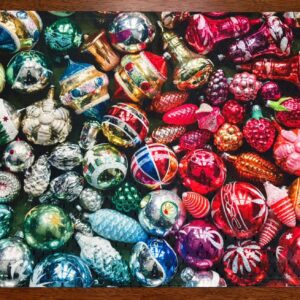 Vintage Blown Glass Christmas Ornaments Placemat Upscale Dining Decor