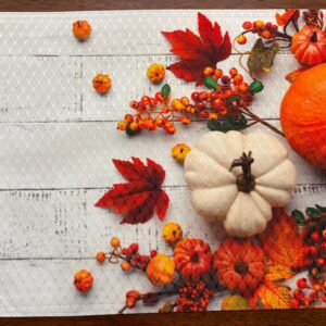 Happy Thanksgiving Pumpkin & Squash Placemat Machine Washable Tumble Dry Holiday Table Decor