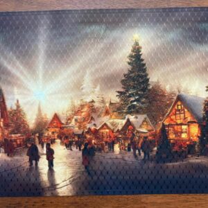 Christmas Village with Brightest Tree Star Placemat for Your Dining Table Machine Washable Tumble Dry Upscale Holiday Decor