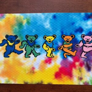 Jerry Bears on Tye Dye Placemat - Tye Dye Jerry Garcia Grateful Dead - Machine Washable Tumble Dry
