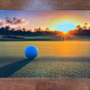 Golf Ball on the Green at Sunrise Placemat Machine Washable Tumble Dry Dining Room Decor