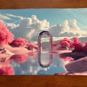 Surreal Lake Arch Pink Trees Placemat - Pink Mirror Lake Clouds - Machine Washable Tumble Dry Unusual Dining Room Decor