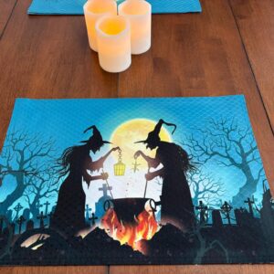 Halloween Witches Brew Placemat - Halloween Decor - Machine Washable Tumble Dry - Unique Halloween Decor
