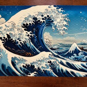 Kurosawa Wave Japanese Art Placemat Machine Washable Tumble Dry Dining Table Decor