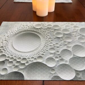 White Smooth Crater Relief Placemat - High Resolution - Bright Decor - Washable Unique
