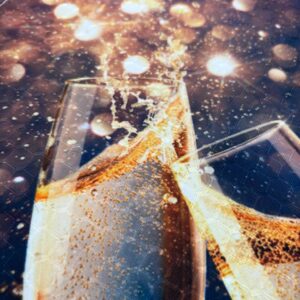 Champagne Glasses Toasting Glitter Placemat - New Year's Eve Celebration - Machine Washable Tumble Dry Dining Decor