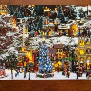 White Christmas in Town Placemat - Seasonal Decor - Machine Washable Tumble Dry - Unique Holiday Design